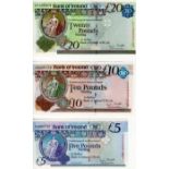 Northern Ireland, Bank of Ireland (3), 20 Pounds, 10 Pounds & 5 Pounds all dated 1st January 2013,