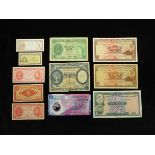 Hong Kong (11), including 1 Dollar dated 1st June 1935 with some damage, 1 and 10 Cents issued 1941,