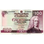 Scotland, Royal Bank of Scotland plc, 100 Pounds dated 30th September 1998, interesting serial no.