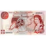 Isle of Man 20 Pounds not dated issued 1991, signed J.A. Cashen, VERY HIGH serial B999912 (