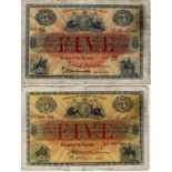 Scotland, Union Bank Limited 5 Pounds (2), dated 5th March 1930 and dated 31st March 1947, serial