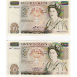 Somerset 50 Pounds (2) issued 1981, a consecutively numbered pair serial B81 861513 & B81 861514 (