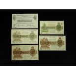 Bradbury & Warren Fisher (5), Bradbury 1 Pound (3) issued 1914 & 1917 serial H/43 96613, C/43 909709
