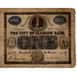 Scotland Lost Banks/Private Issues, City of Glasgow Bank 1 Pound dated 15th May 1871 serial No.D