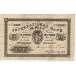Jersey International Bank St. Helliers 1 Pound dated Nov. 9th 1865, serial 2199 (PickS161) good Fine