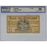 Scotland, Bank of Scotland 1 Pound dated 16th October 1953, signed Elphinstone & Watson, serial