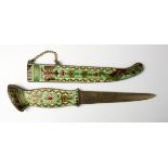 Decorative cloisonne enamel dagger, circa late 19th to early 20th Century, total length 27cm