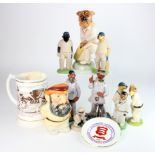 Cricket interest. A group of nine cricket related figures, including Beswick Out for a Duck (SC6,