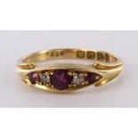 18ct hallmarked Gold Ruby and Diamond Ring size L weight 3.1g