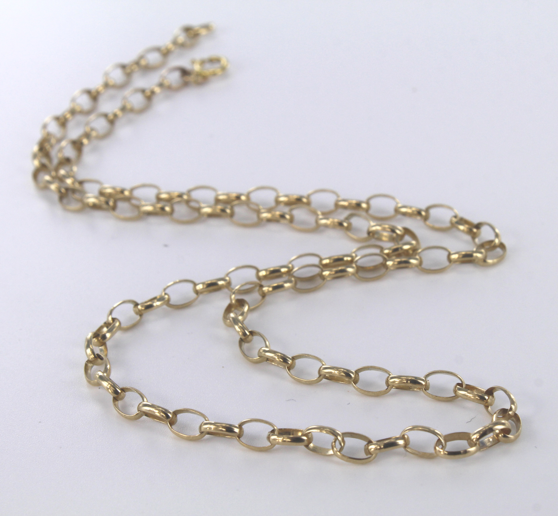 9ct yellow gold belcher link chain necklace with bolt ring clasp, length 45cm, weight 6.5g