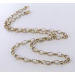 9ct yellow gold belcher link chain necklace with bolt ring clasp, length 45cm, weight 6.5g