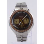 Gents. Seiko automatic chronograph watch with brown dial with gold chronograph dials and day/date