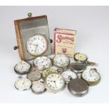 Pocket Watches. A collection of fifteen mixed pocket watches, including silver examples (untested,