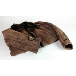 Gentlemans brown pig skin and fur coat, size approx. Large / X Large