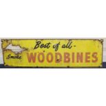 Advertising. Large enamel advertising sign 'Best of All Woodbines', hole to left side of sign, 148cm