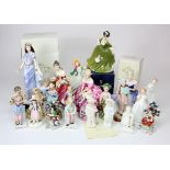 Figurines. A collection of approximately twenty-eight figurines, including Royal Doulton, Coalport