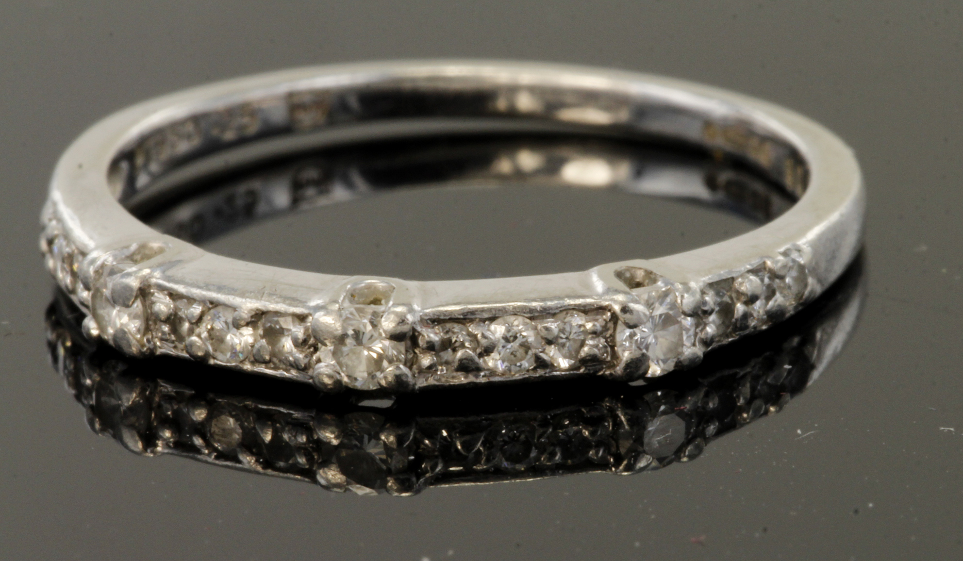 Platinum diamond set half eternity ring with known diamond weight of 0.25ct, finger size M, weight - Image 2 of 2