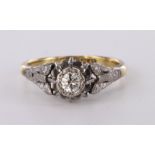 18ct/Plat stamped Ring with Solitaire Diamond approx 0.25ct weight size M weight 3.1g