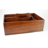 Georgian oak cutlery tray, consisting of three sections, pull-out drawer beneath & a carrying