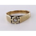 9ct yellow gold diamond 0.10ct solitaire ring, finger size G, weight 2.1g