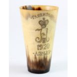 Gallipoli interest. An original Nicholas II horn beaker, decorated and dated '1920' to side, it's