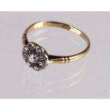 18ct stamped Gold Floral style Diamond Ring size K weight 1.8g