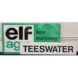 Advertising Two agricultural related advertising signs, comprising 'Elf Agro, Farm, Machinery,