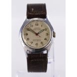 Exacto WWII gents wristwatch, Arabic numerals, dial reads 'Exacto Waterproof Ancre 17 Rubis,