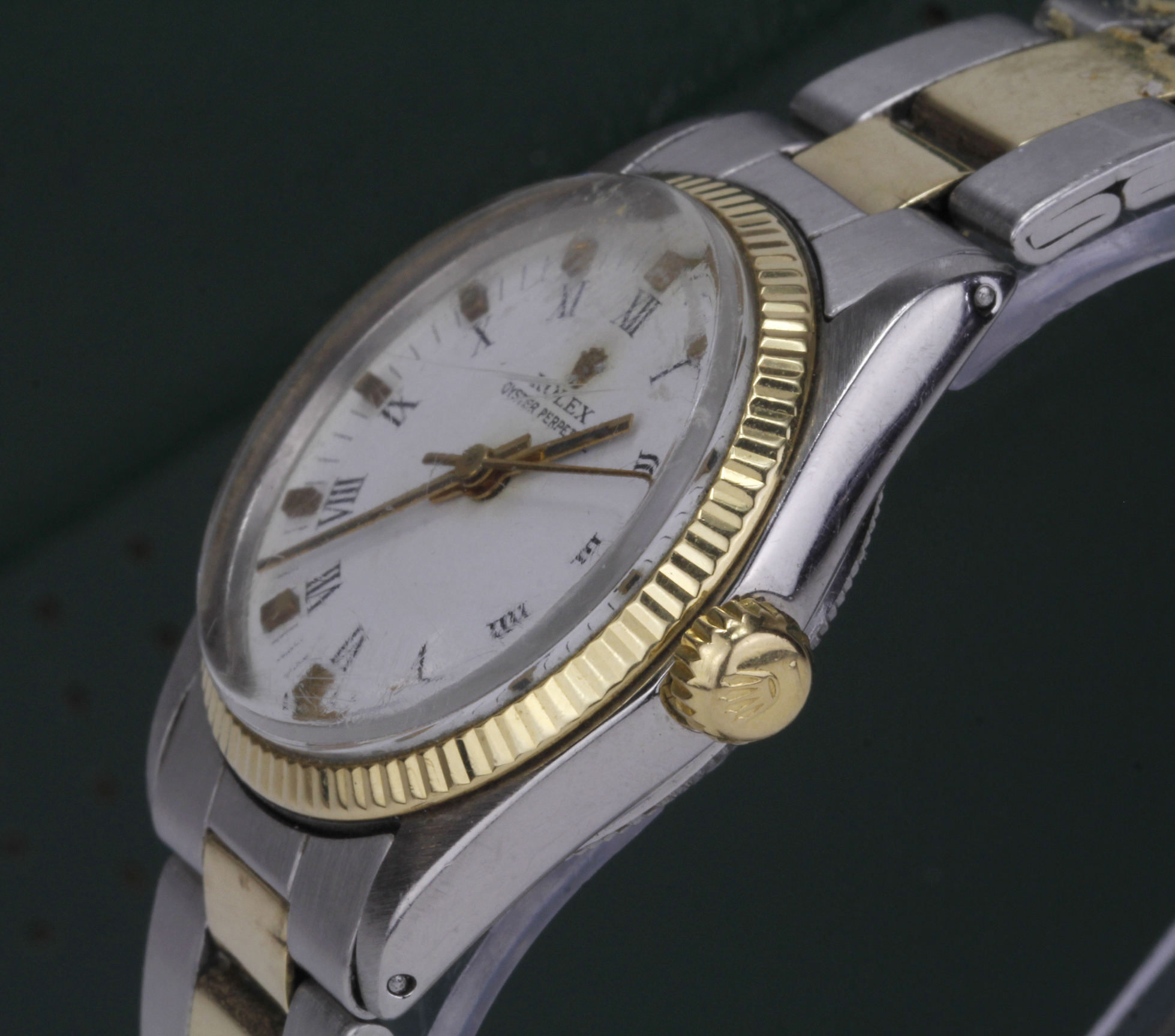 Rolex Oyster Perpetual midi wristwatch, white dial with Roman numerals, couple of scratches to - Image 3 of 3