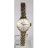 Ladies 9ct cased Rotary wristwatch, hallmarked 1972 on a 9ct bracelet. Total weight 15.8g. Working