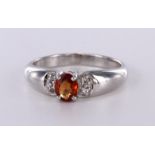 9ct hallmarked White Gold Gems TV Orange Sapphire and White Topaz Ring, gem weight 0.515ct size N