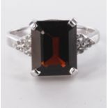 9ct hallmarked White Gold Gems TV Mozambique Garnet and White Topaz Ring, gem weight 4.726ct size