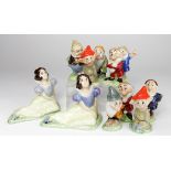 Wade Snow White & the Seven Dwarfs (plus three duplicates), makers stamp to bases, tallest