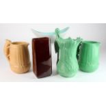 Sylvac & Poole pottery. A collection of three Sylvac jugs, comprising no. 1958 (x 2, squirrel