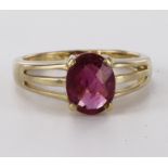 18ct hallmarked Gold Gems TV Rubellite Ring , gem weight 1.281ct size N weight 4.4g with COA