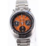 Gents stainless steel cased Citizen Chronograph automatic "Bull head" wristwatch. The orange dial