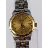 Ladies stainless steel cased Tissot PR5 wristwatch on a stainless steel bracelet, watch untested