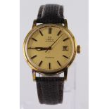 Gents gold plated Omega Geneve automatic wristwatch circa 1971 The gilt dial with black baton