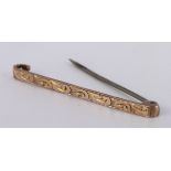 9ct hallmarked Gold Bar Brooch weight 1.8g