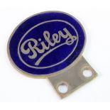 Brass & enamel 'Riley' car badge, circa mid 20th Century, 75mm x 83mm approx.