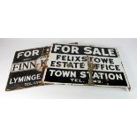 Advertising. Two enamel double-sided 'For Sale' signs, comprising 'Finn-Kelcey, Lyminge near