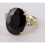 9ct hallmarked Gold Gems TV Black Spinel and White Topaz Ring, gem weight 9.397ct size N weight 6.8g