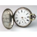 Silver cased full hunter pocket watch, hallmarked 'JW, London 1881' (possibly Joseph Walton),