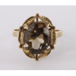 9ct hallmarked Gold Smoky Quartz Ring size P weight 4.0g