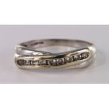 9ct white gold channel set diamond half eternity ring, diamond weight approx. 0.20ct, finger size N,