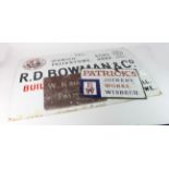 Advertising. Two construction related enamel signs, comprising 'R.D. Bowman & Co. Building