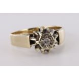 9ct yellow gold diamond solitaire ring, diamond weight approx 0.12ct, finger size K weight 3.3g