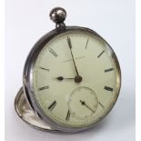 Silver cased open face pocket watch, by American Watch Co., hallmarked 'Chester 1878', diameter 54mm