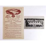 Chelmsford City Reserves scarce postcard 1946/47 with Team Legend to rear, sold with scarce 4 page