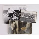 England v Wales original press photo of Billy Lucas being meet at Newcastle Station arriving for